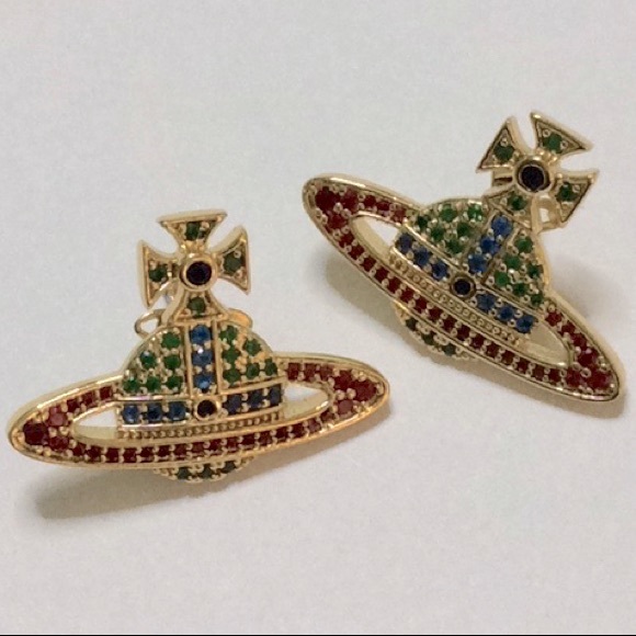 Sold out VW colorful crystal stud earrings - Picture 3 of 6